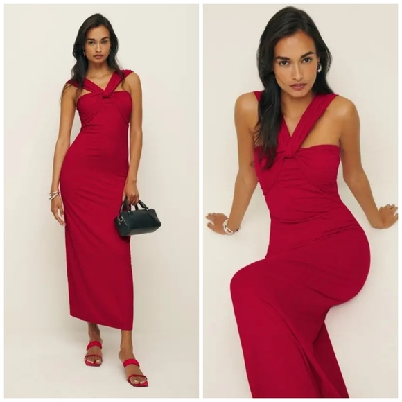 Reformation Dresses & Skirts - Reformation Xena Maxi Dress, XS, Color Lipstick, Halter Maxi Dress